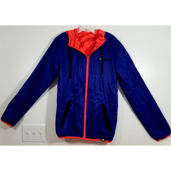 Adidas Mens Reversible Basketball Windbreaker Size Small Neon Orange Blue Jacket - Picture 2 of 9